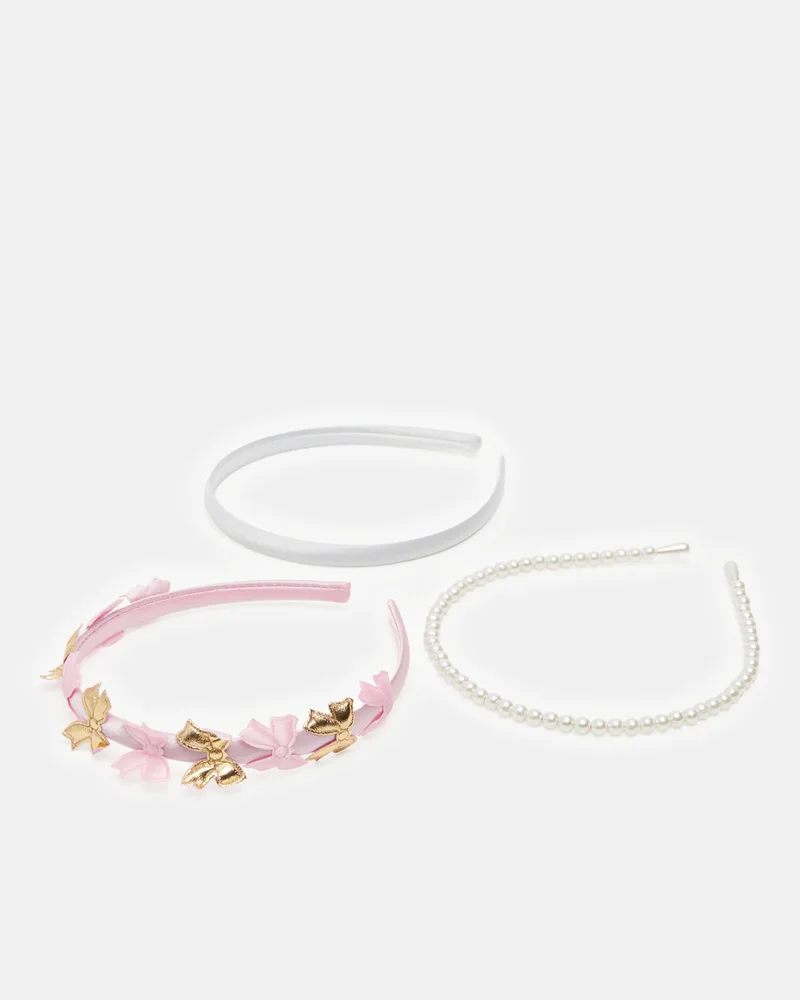 REDTAG Girls Assorted Embellished Headband Set (Pack of 3)