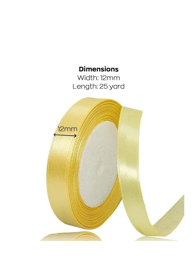 MARKQ شريط ساتان بالكركم، 12 مم × 25 ياردة شريط بوليستر لتغليف الهدايا، هدايا الحفلات، زينة الزفاف، صنع الأشرطة، باقات، مشاريع الخياطة ومواد الحرف اليدوية - Image 2