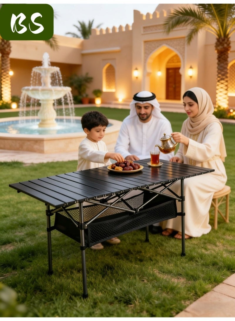 BS Emergency Supplies | (Lightweight emergency table) Outdoor Camping Folding Table 120CM | Folding table with waterproof storage bag, large capacity storage bag and carrying case | Outdoor picnic folding table/backpack table | Lightweight and portable aluminum alloy roll-up table - Image 3