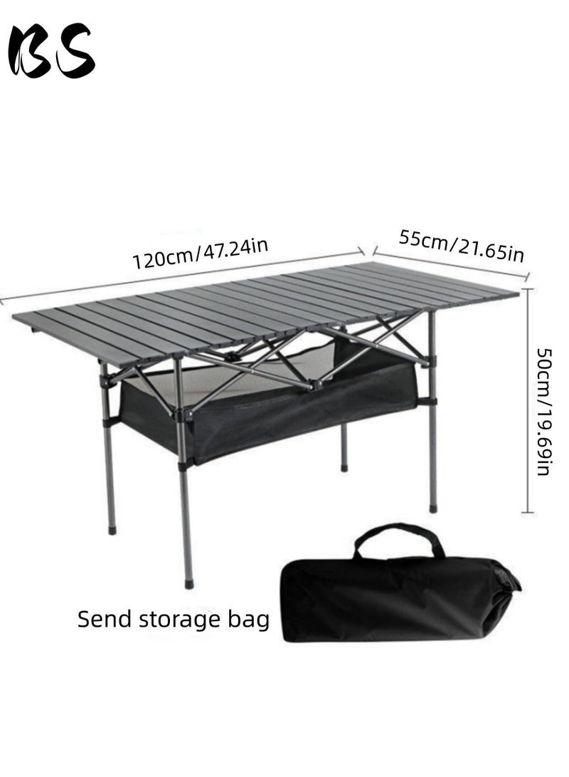 BS Emergency Supplies | (Lightweight emergency table) Outdoor Camping Folding Table 120CM | Folding table with waterproof storage bag, large capacity storage bag and carrying case | Outdoor picnic folding table/backpack table | Lightweight and portable aluminum alloy roll-up table - Image 5