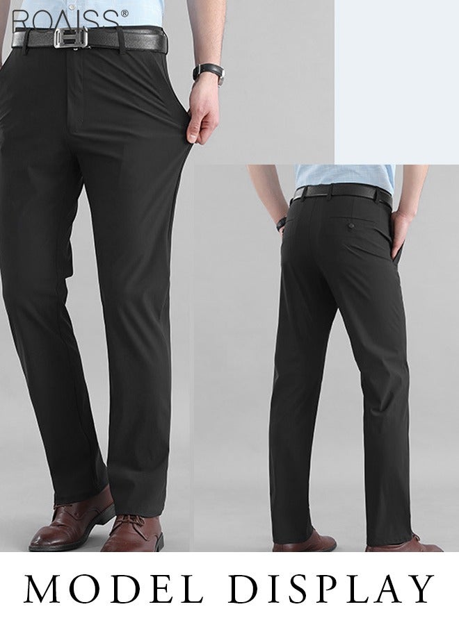 رويس مرونة عالية الجودة عادية تنفس السراويل الملابس الخريف بدلة مستقيمة السراويل الرجال أزياء الأعمال الأنيقة - Image 2
