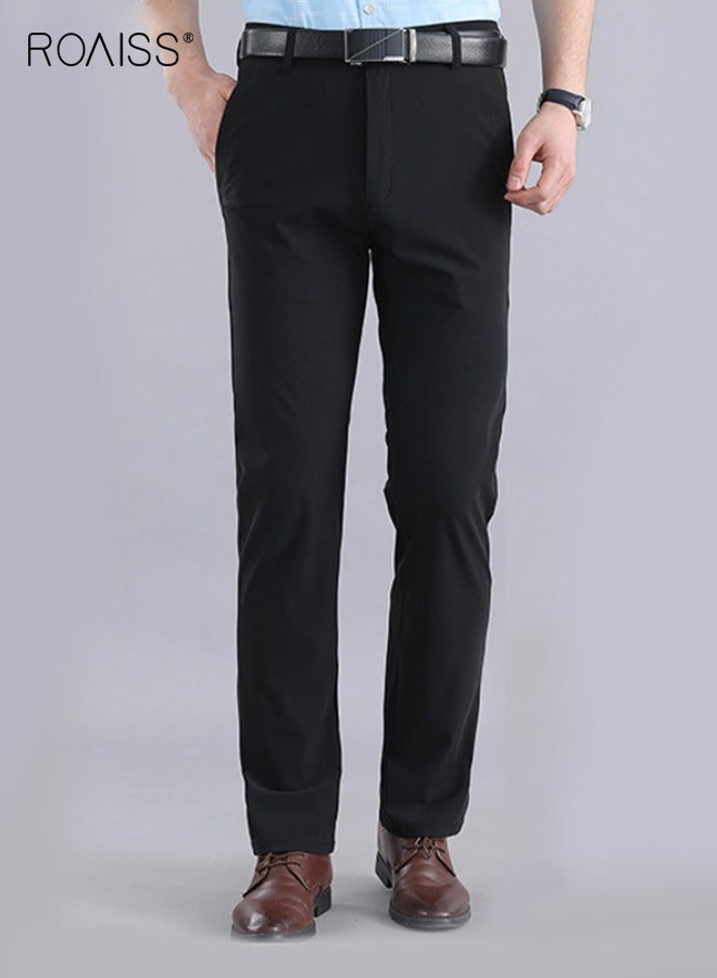 رويس مرونة عالية الجودة عادية تنفس السراويل الملابس الخريف بدلة مستقيمة السراويل الرجال أزياء الأعمال الأنيقة - Image 1