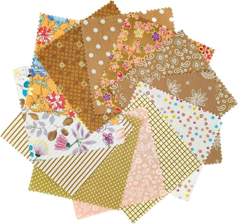 iNee Charm Packs for Quilting 5 inch, Precut Cotton Quilting Fabric Bundle, 48-5" Charm Squares, Light Coffee - Image 1