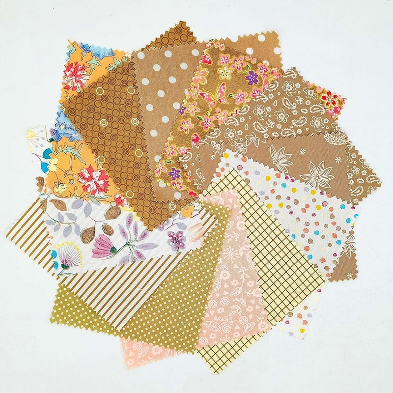 iNee Charm Packs for Quilting 5 inch, Precut Cotton Quilting Fabric Bundle, 48-5" Charm Squares, Light Coffee - Image 3