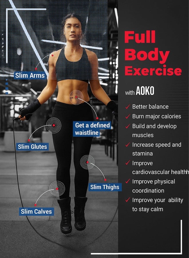 AOKO Freestyle Skipping Rope Jump Rope for Men, Women, Girls, and Kids | Gym Fitness Speed Skipping Rope (Length: 221 cm) Blue - Image 2