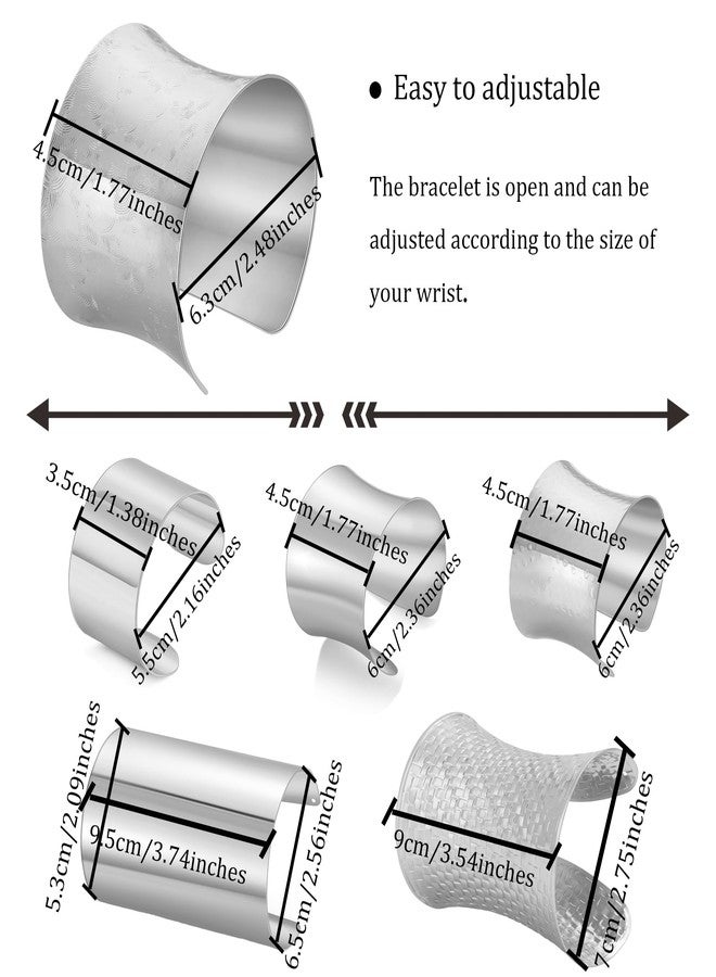 WAINIS 2 Pcs Cuff Bangle Bracelet for Women Open Wide Bracelets Wrist Cuff Wrap Adjustable Bracelet Gift - Image 2