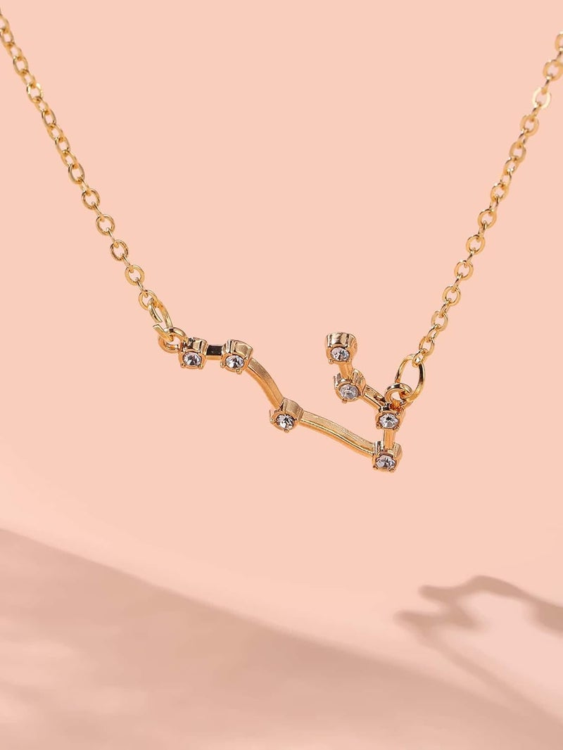 Gemini zodiac sign Necklace Pendant for Girls|Gifts for girls Cubic Zirconia Gold-plated Plated Alloy Necklace