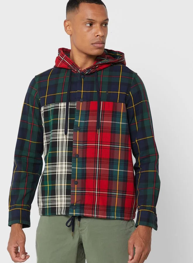 POLO RALPH LAUREN Plaid Hooded Relaxed Fit Shirt