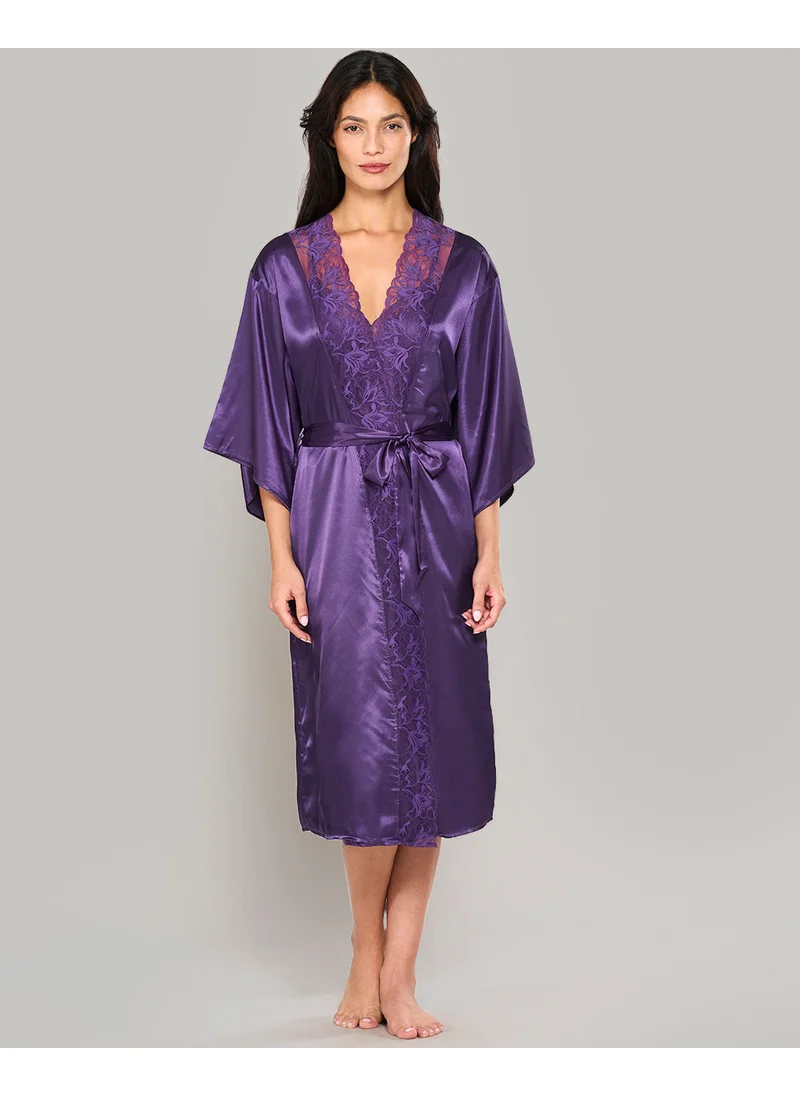 لا سينزا La Senza Satin Robe With Lace Neckline