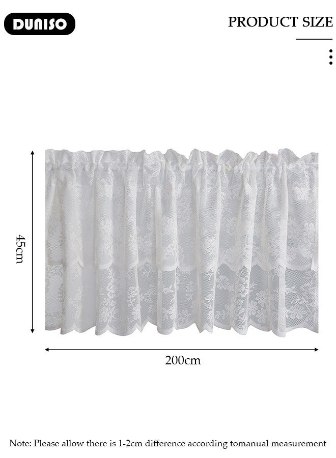 DUNISO Short Sheer Kitchen Curtains, Country House Bistro Curtain, Breathable Jacquard Texture Kitchen Windows Curtains,Semi Sheer Small Tier Curtain Decor for Café, Kitchen, Living Room  - Image 4