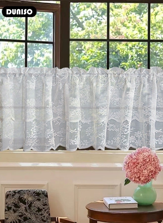 DUNISO Short Sheer Kitchen Curtains, Country House Bistro Curtain, Breathable Jacquard Texture Kitchen Windows Curtains,Semi Sheer Small Tier Curtain Decor for Café, Kitchen, Living Room  - Image 5
