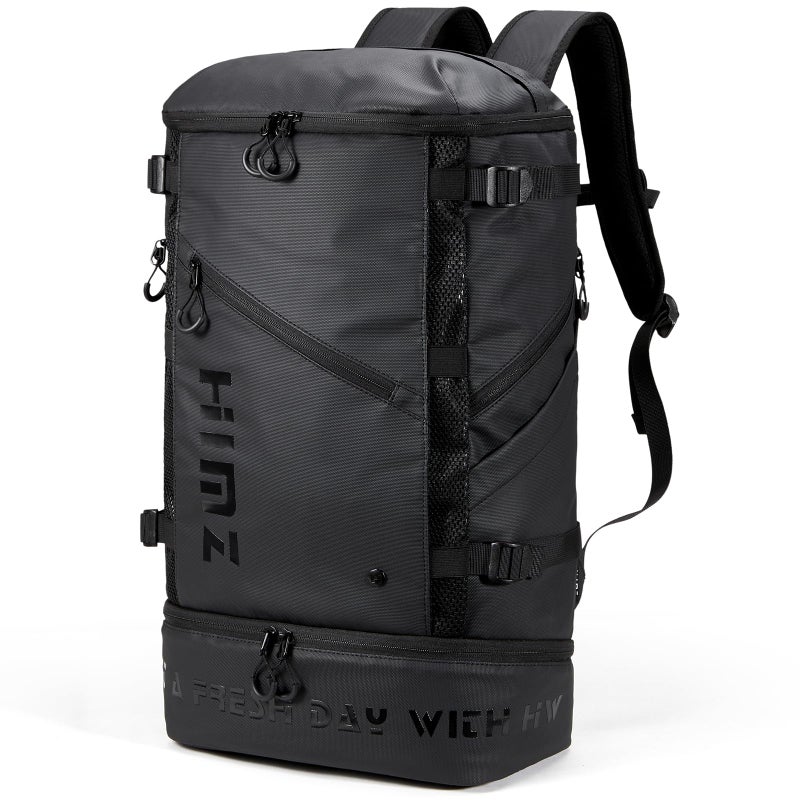 HIMZ WARRIOR Backpack Cooler with Lunch Compartment Heavy Duty Insulated Backpacks for Men Work 35L Travel Backpacking 17 inch Laptop Bag Carry On Back packs for Airplane Black - Image 2