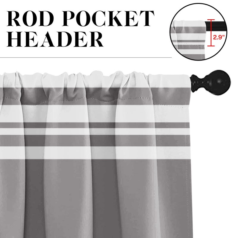 Tayney Light Grey Kitchen Window Curtains Valance and Tier Set 36 Inch, Gray Striped Abstract Rod Pocket Short Tier Curtain for Bathroom, Modern Small Cafe Drapes for Kitchen Decor - Image 5