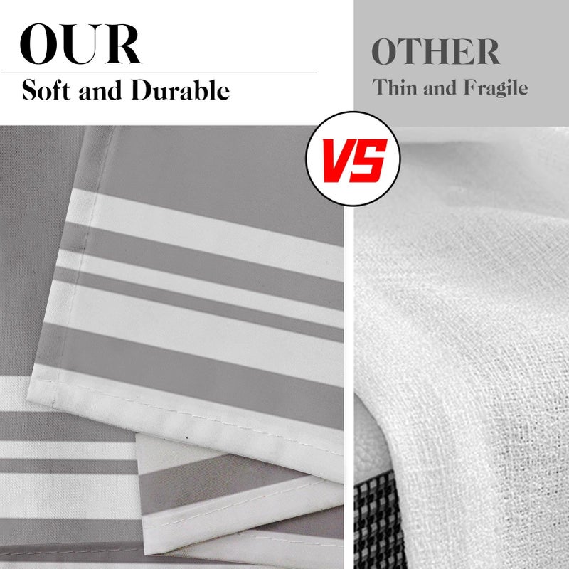 Tayney Light Grey Kitchen Window Curtains Valance and Tier Set 36 Inch, Gray Striped Abstract Rod Pocket Short Tier Curtain for Bathroom, Modern Small Cafe Drapes for Kitchen Decor - Image 4