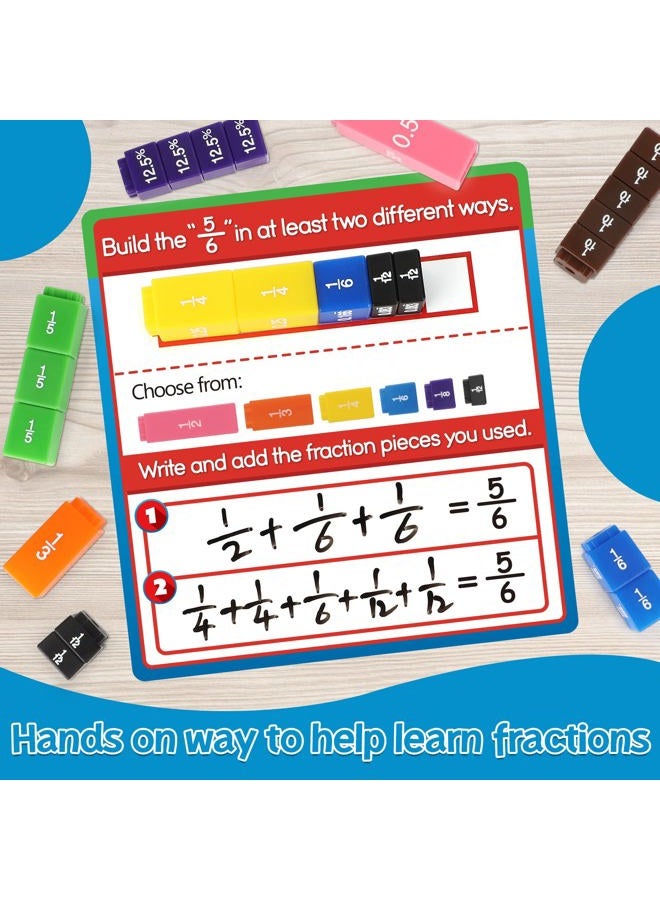 Aizweb Interlocking Fraction Manipulatives Cubes-Fraction Tiles Blocks,Equivalency Percent Decimals Cubes,Math Games Activity for Elementary Kids,Fraction Learning Tools Homeschool Classroom Supplies - Image 4