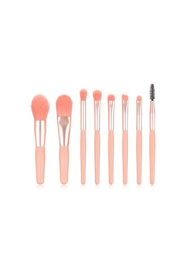 عربست مجموعة فرش مكياج صغيرة مكونة من 8 قطع، فرشاة كريم أساس صناعية متطورة، فرشاة بودرة مضغوطة، فرشاة خافي عيوب، فرشاة رموش، فرشاة ظلال عيون، فرشاة حواجب، فرشاة شفاه (وردي) - Image 3