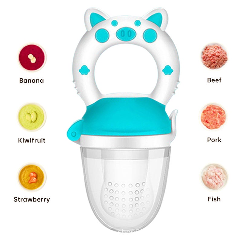 kismube Baby Fruit Feeding Teether Chew Bag with Silicone Nipple - Safe & BPA-Free for Infants 3-6 Months - Image 1