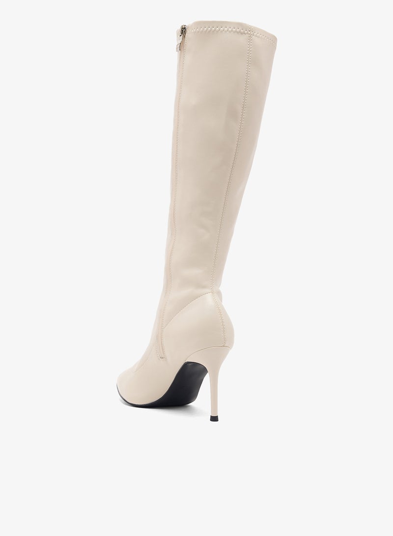 ELLA Pointed Toe Stiletto Heel Knee Boots - Image 3