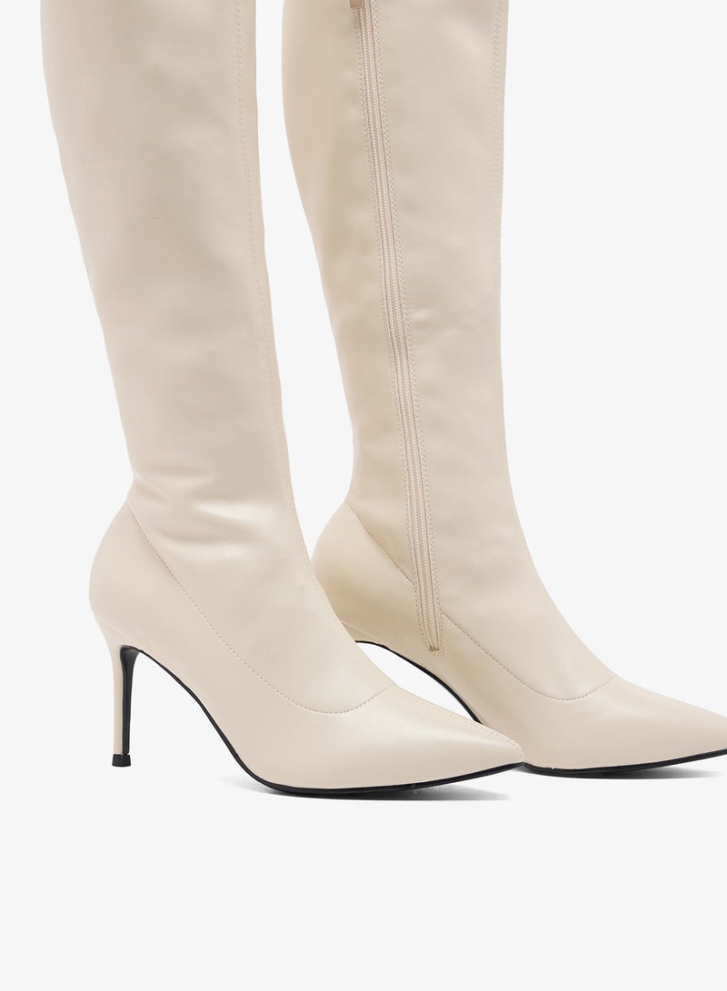 ELLA Pointed Toe Stiletto Heel Knee Boots - Image 4