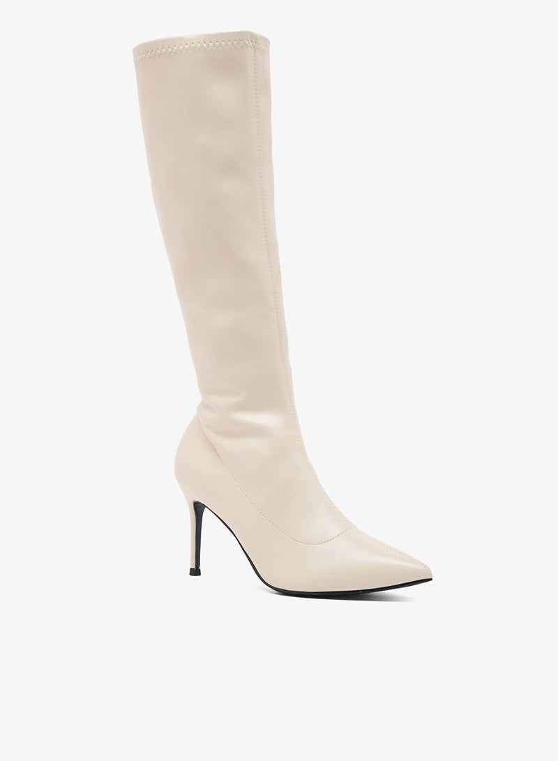 ELLA Pointed Toe Stiletto Heel Knee Boots - Image 3