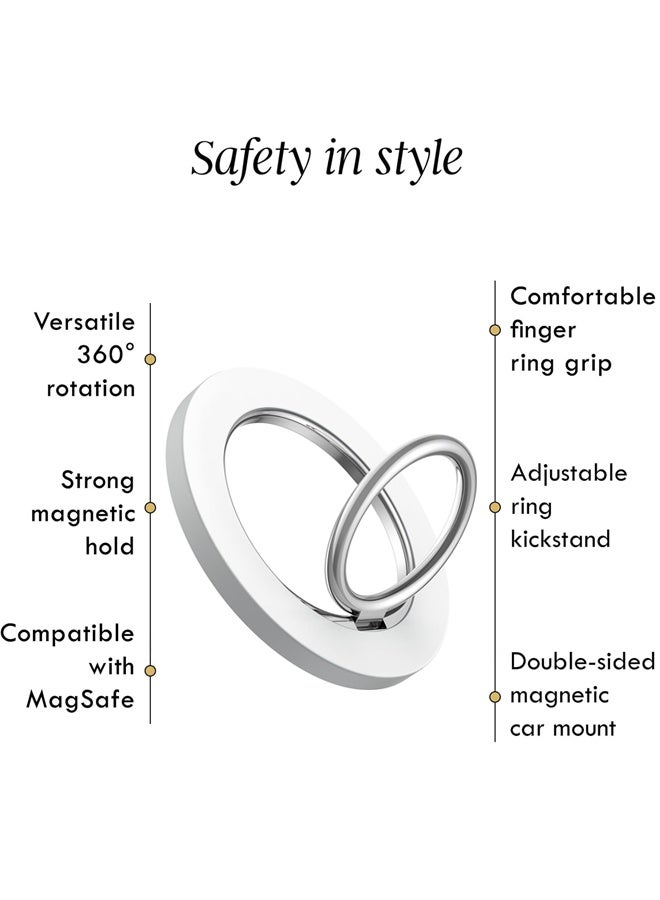 Phone Ring Holder for MagSafe, Magnetic Magnet Finger Grip Stand, Compatible with iPhone 16 15 Pro Max, White - Image 4