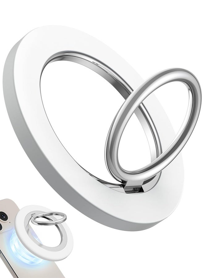 Phone Ring Holder for MagSafe, Magnetic Magnet Finger Grip Stand, Compatible with iPhone 16 15 Pro Max, White - Image 1