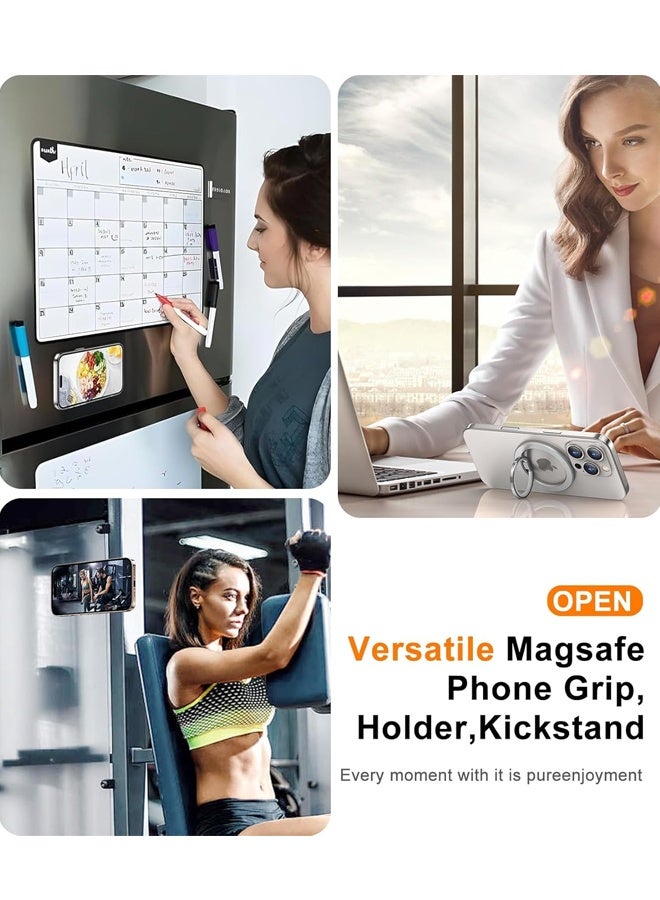 Phone Ring Holder for MagSafe, Magnetic Magnet Finger Grip Stand, Compatible with iPhone 16 15 Pro Max, White - Image 3