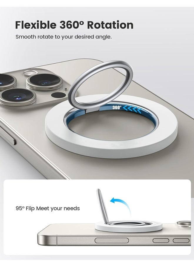 Phone Ring Holder for MagSafe, Magnetic Magnet Finger Grip Stand, Compatible with iPhone 16 15 Pro Max, White - Image 5