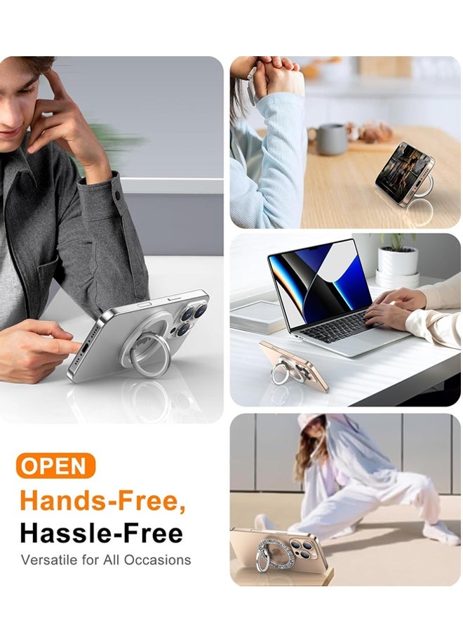 Phone Ring Holder for MagSafe, Magnetic Magnet Finger Grip Stand, Compatible with iPhone 16 15 Pro Max, White - Image 2