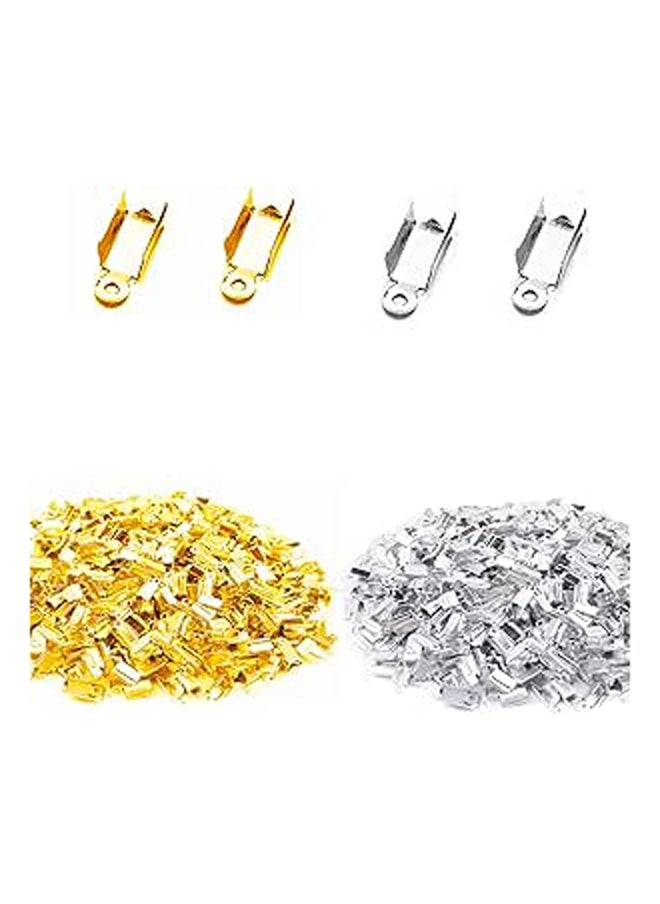 Generic 400 Pcs Silver Gold Metal Fold Over Cord Ends T  - Image 1