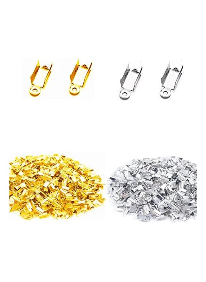 Generic 400 Pcs Silver Gold Metal Fold Over Cord Ends T  - Image 2