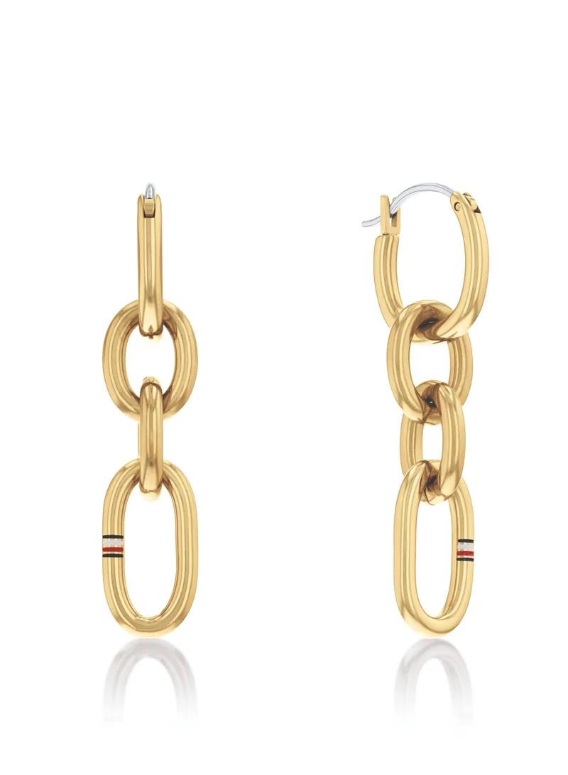 تومي هيلفيغر Tommy Hilfiger Women's Gold Chain Earrings - 2780786