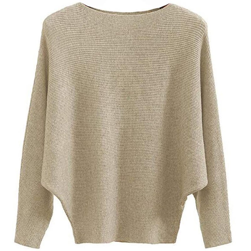DENSSYNE Womens Oversized Lightweight Boat Neck Dolman Batwing Sweater Fall Winter Casual Slouchy Knitted Pullovers - Image 1