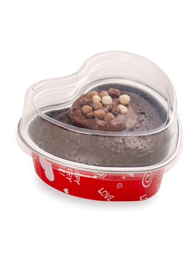 Restaurantware 3 Ounce 3.5 X 3.5 X 1.25 Inch Mini Cake Pans, 100 Heart Shaped Muffin Tins - Disposable, With Dome Lids, Paper Heart Shaped Cake Pan, Lightweight, For Mini Desserts - Image 2