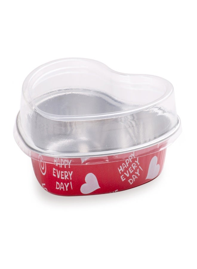 Restaurantware 3 Ounce 3.5 X 3.5 X 1.25 Inch Mini Cake Pans, 100 Heart Shaped Muffin Tins - Disposable, With Dome Lids, Paper Heart Shaped Cake Pan, Lightweight, For Mini Desserts - Image 1