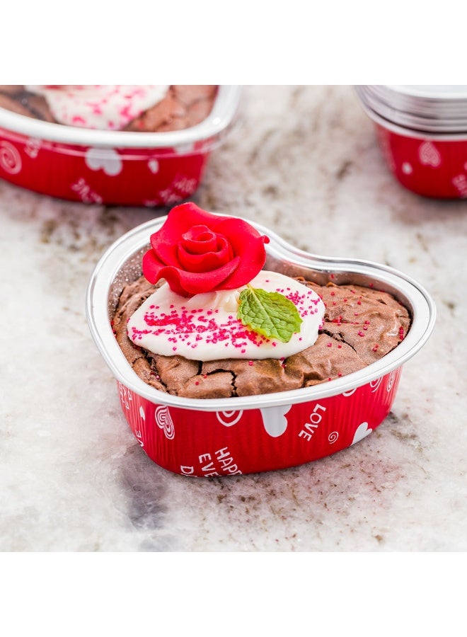 Restaurantware 3 Ounce 3.5 X 3.5 X 1.25 Inch Mini Cake Pans, 100 Heart Shaped Muffin Tins - Disposable, With Dome Lids, Paper Heart Shaped Cake Pan, Lightweight, For Mini Desserts - Image 3