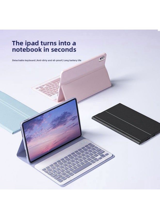 Generic - Suitable For IPadAir6 Tablet Protective Cover 2024pro13 With Pen Slot Magnetic Bluetooth Keyboard Silicone Tablet Shell-Color:Protective Case + Round Key Touch Keyboard + Dual-mode Mouse Green-Applicable Model:2022iPad 10 Generation-10.9 - Image 1