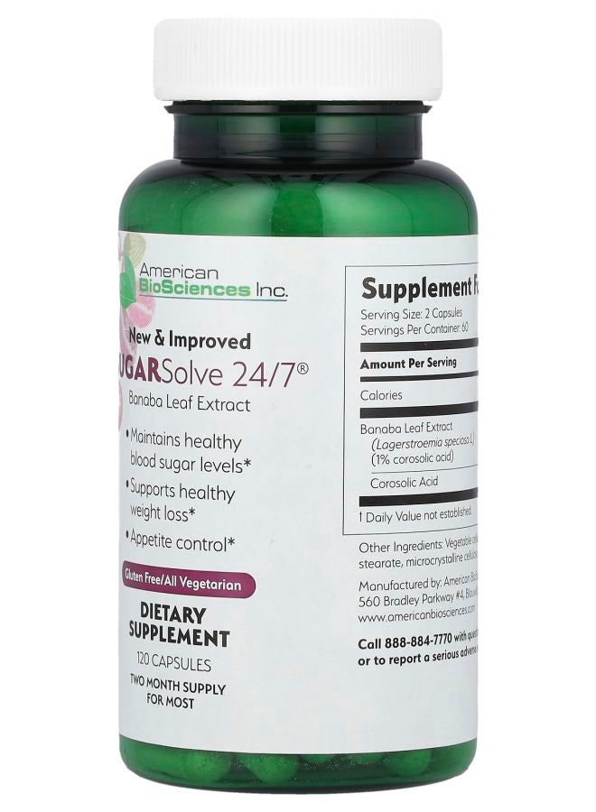 American BioSciences SUGARSolve 24/7® 120 Capsules - Image 2