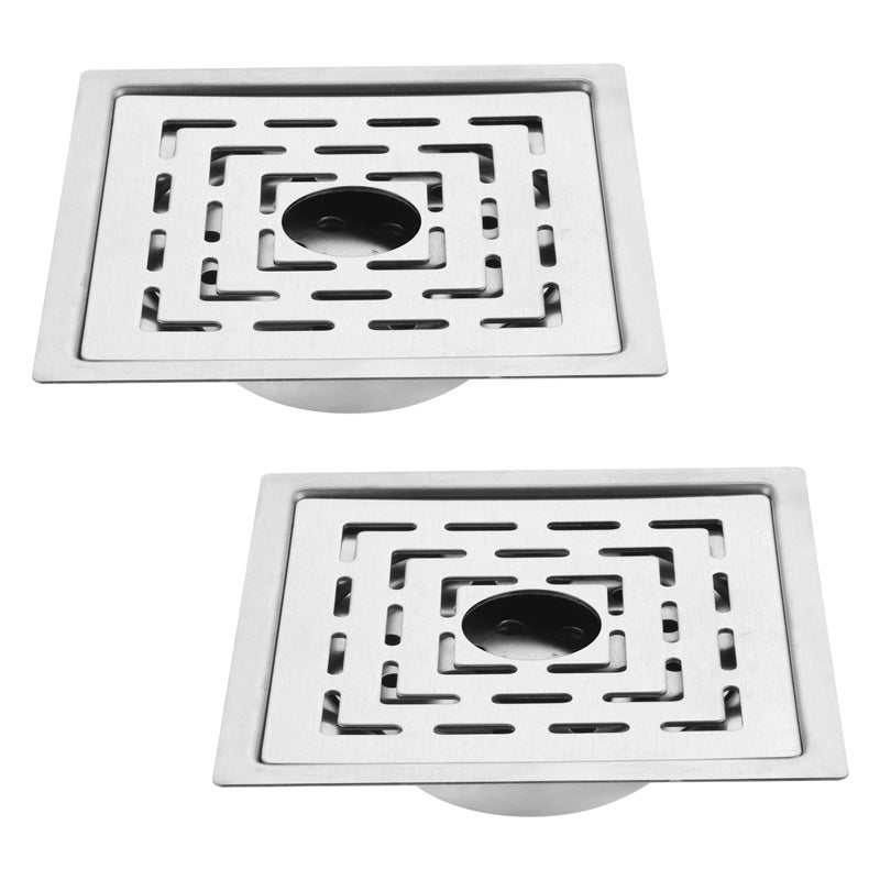 Ruhe® Sapphire Floor Drain/Jali | 304 Grade Stainless Steel Sapphire Floor Drain/Jali Square with Trap (with Hole) Set of 2 (6 x 6 inches) - Image 5