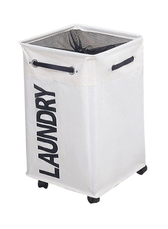 NIBEMINENT Square Colapsible Laundry Basket White/Black 60cm - Image 1