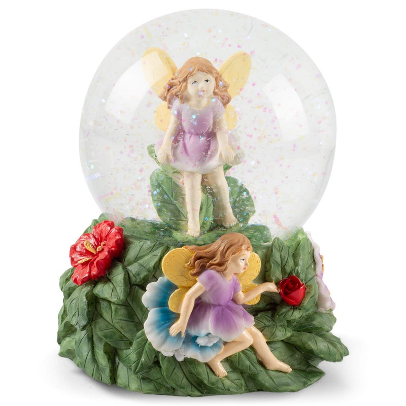 Elanze Designs Elanze Designs Magical Fairies 100MM Sturdy Wind Up Music Glitter Water Snow Globe Whimsical Tabletop Dresser Nightstand Figurine Decoration Plays Tune Greensleeves 