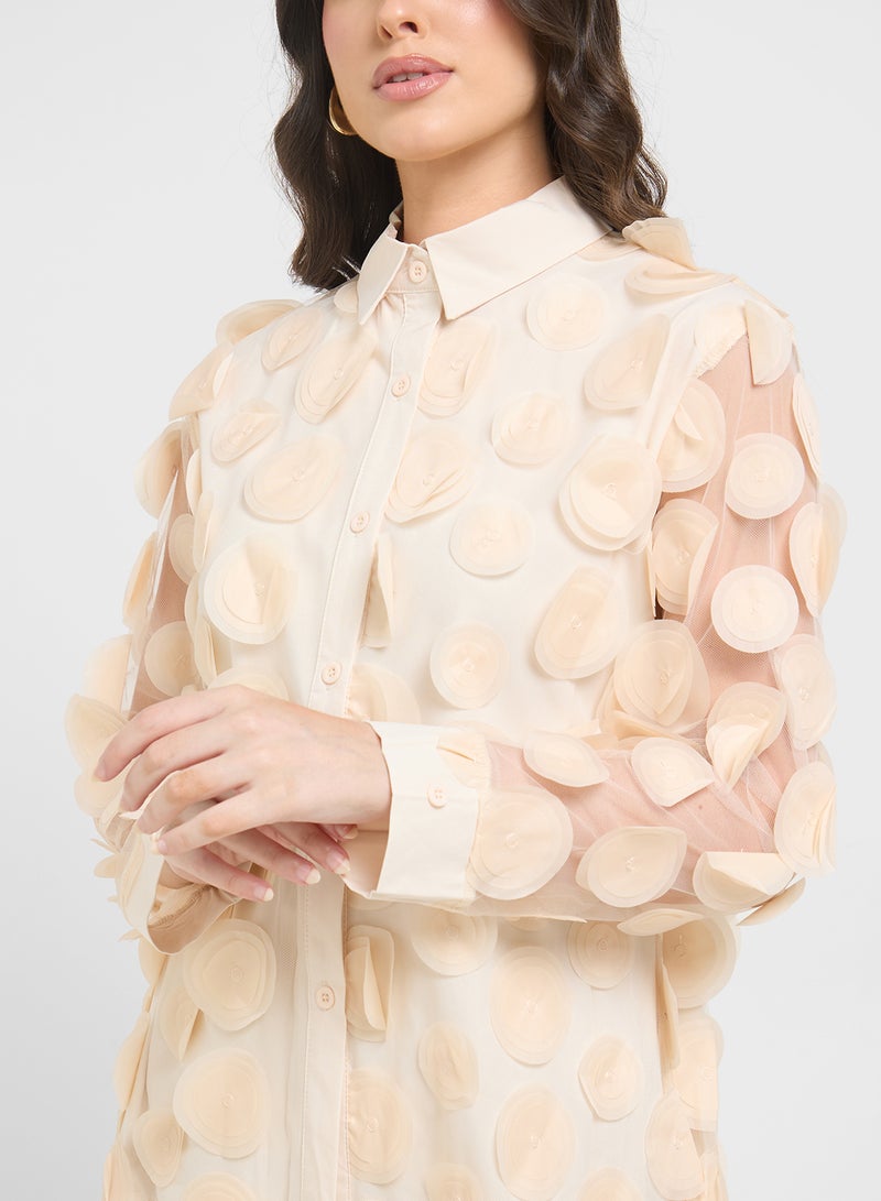 ELLA 3D Applique Button Down Shirt  - Image 3