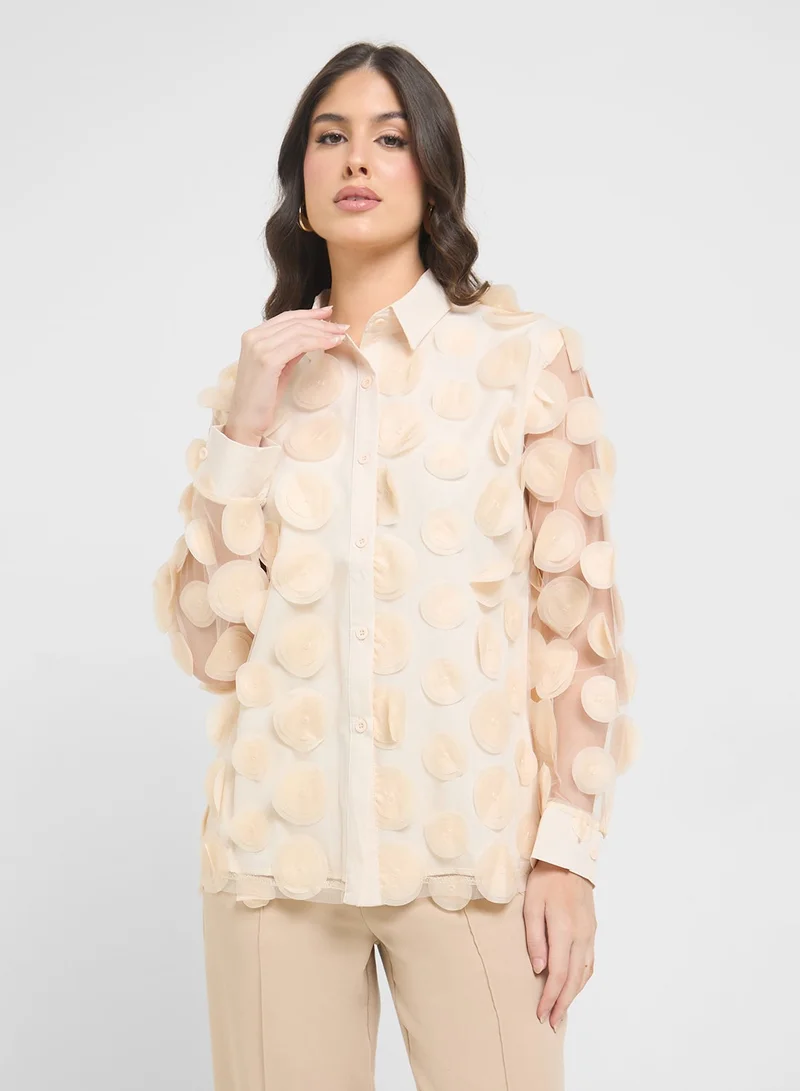 ELLA 3D Applique Button Down Shirt