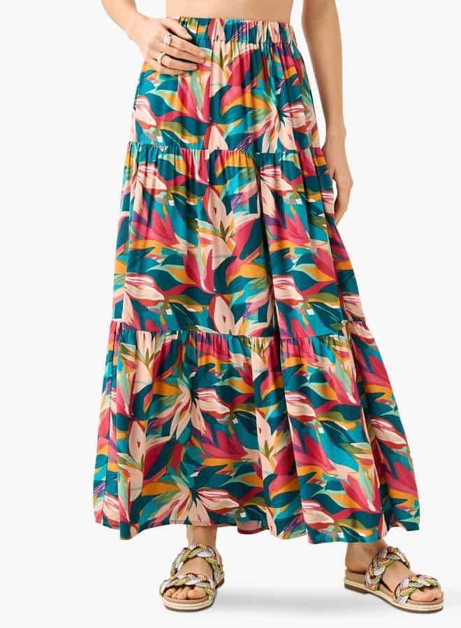Splash FAV Printed Maxi Skirt with Elasticated Waistband - Image 1