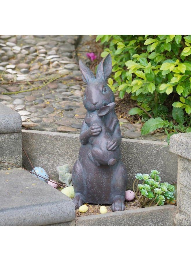 Braxio Copper Bunny Decor Garden Outdoor Statues - Resin Standing Easter Rabbit Statue for Outside Yard Decor, Living Room, Mothers Day, Birthday, Thanksgiving, 7.5×5.6×15.3 Inch - Image 2