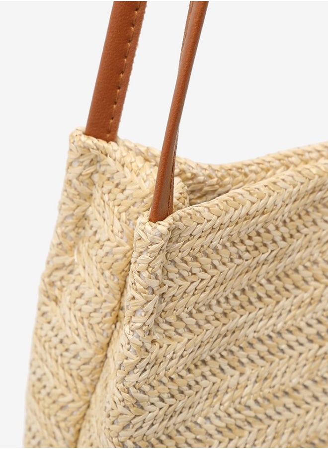 WAOKN - Women's Handwoven Shoulder Bag, Ladies Simple Literary Handbag Clutch Bag Tote Bags, Large-capacity Handbag Cosmetic Storage Bag Carry Bags Side Bag for Girls, College Students and Teenagers - Image 1