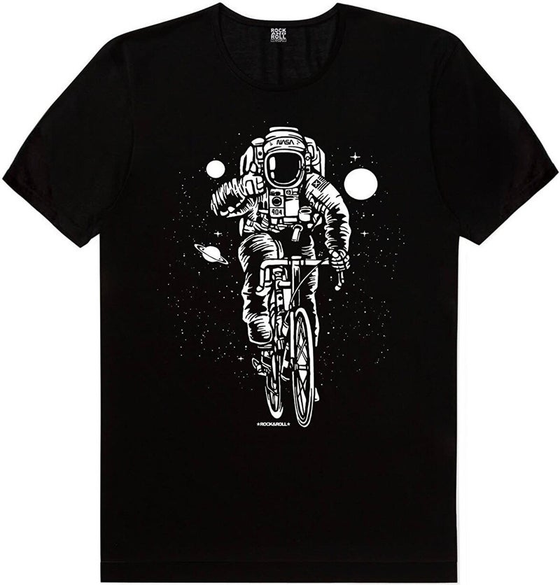 Astronaut on Bicycle, Racing Bike Lettering White Men's 2-Piece Eco Pack T-Shirt
