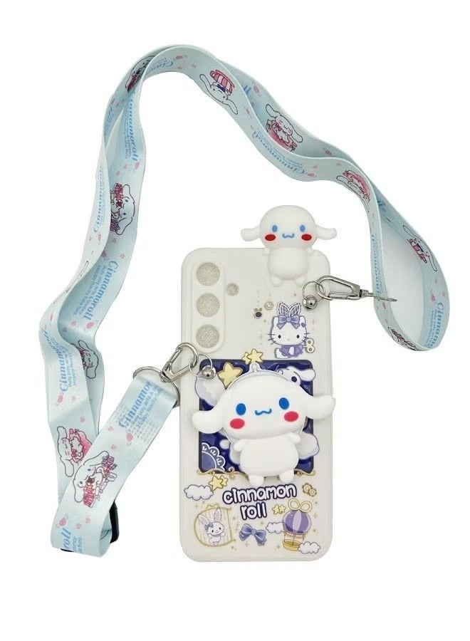 GIFT Samsung Galaxy A55 Case with Mirror, Full Body Silicone Protective Phone Case Cover for Galaxy A55 5G, Cartoon Cinnamoroll Crossbody Rope, Not Easy To Fall Off,  Anti-Scratch Hard PC Back - Image 2