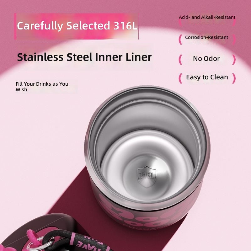FUGUANG Portable Insulated Cup with Straw - Compact Kids' Design, 316 Stainless Steel, 460ml - Image 5