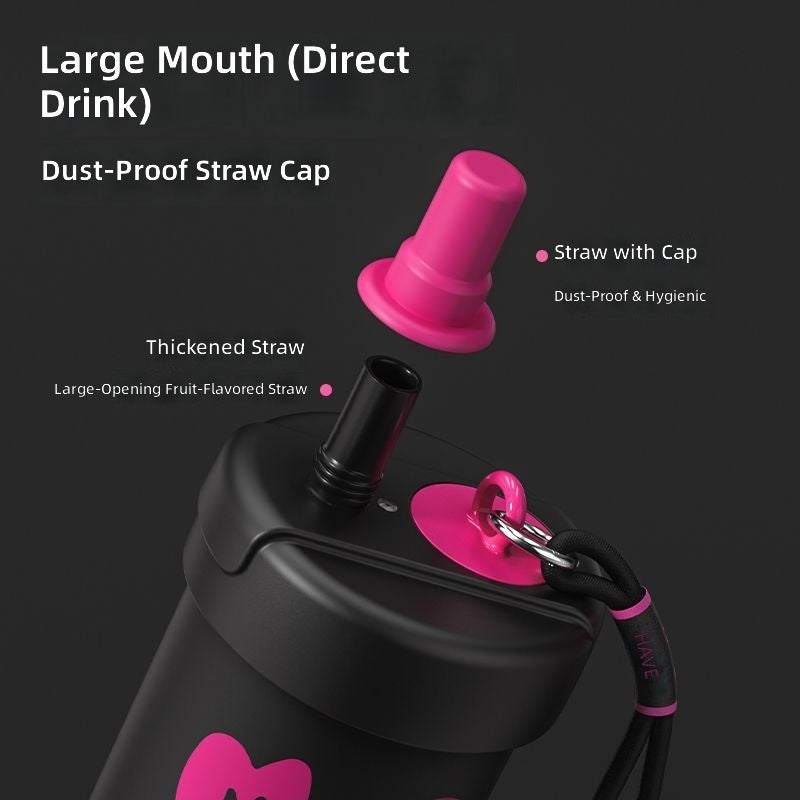 FUGUANG Portable Insulated Cup with Straw - Compact Kids' Design, 316 Stainless Steel, 460ml - Image 4